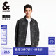 杰克·瓊斯（JACK&JONES）25年男裝牛仔襯衫春季潮流寬松男士襯衫式薄外套微彈滿印高端襯衣 A17中灰牛仔 常規(guī) M