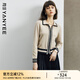 顏域翻領(lǐng)針織衫女裝2023新款冬裝小香風(fēng)上衣時(shí)尚針織毛衫氣質(zhì)毛衣 淺咖 2XL 44