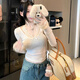 衣品元純欲蕾絲拼接打底衫女春秋2025新款時(shí)尚內搭短款修身長(cháng)袖t恤上衣 杏色 XL 杏色(95-110斤)