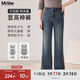MsShe【復古毛邊微喇牛仔褲】大碼女裝2025秋季胖mm顯瘦加長(cháng)褲子 牛仔深藍綠色現貨 3XL
