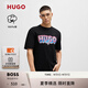 HUGO雨果【禮物】【100%棉】男士夏圖案裝飾棉質(zhì)平紋短袖T恤 001-黑色 XL