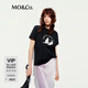 MO&Co.短袖T恤2025夏新品5A抗菌防螨棉質(zhì)萌寵印花寬松圓領(lǐng)MBE2TEE035 黑色 M /165