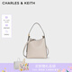 CHARLES&KEITH25秋新品吸扣式托特包手提子母水桶包七夕禮物CK2-10782671 Oat燕麥色 S