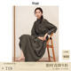 旅途原品ltyp 苧麻天絲立體褶皺連衣裙文藝優(yōu)雅A字寬松長裙女秋季 深咖綠 S