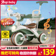 ANGI BABY兒童三輪車(chē)腳踏車(chē)寶寶遛娃神器滑行車(chē)多功能自行車(chē)寶寶手推車(chē) 柯曼綠 【安全護欄+靠背+手推桿】