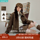 茵曼（INMAN）空氣層麂皮絨短外套2025秋冬女裝新款復(fù)古美拉德寬松夾克 咖啡色 M