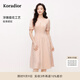 珂萊蒂爾【玫瑰裙】2025夏季新款優(yōu)雅蕾絲花紋短袖連衣裙女修身裙 淡橙紅 L