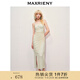 MAXRIENY【貴雅新中式-商場同款】不對稱領口繡花吊帶連衣裙 燕麥色 M 02/36