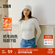 森馬（Semir）長(cháng)袖T恤女短款小心機顯瘦緊身2025新款發(fā)熱抓毛純色冬裝百搭 本白10102 L