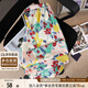 她池松緊腰休閑褲2025夏裝新款女裝度假風(fēng)印花寬松款闊腿褲