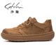 沙馳男鞋秋冬新款真皮英倫板鞋男復古厚底工裝鞋輕奢高檔運動(dòng)休閑鞋 棕色 41