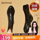 達芙妮（DAPHNE）短靴女春秋皮單靴品牌瘦瘦靴新款女鞋秋冬靴子冬加絨保暖英倫風 黑色 加絨 37 (235mm)