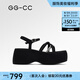 GG-CC【楊超越同款】夏日香頌夏季新款時尚水鉆黑色厚底涼鞋女G25S1024 黑色 鉆條涼鞋 36