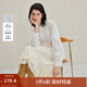 茵曼（INMAN）2025秋冬女裝新款100棉法式刺繡花邊系帶白色襯衫長袖襯衣 珍珠白 L