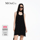 MO&Co.連衣裙春夏法式搖滾鉚釘桑蠶絲人絲飄帶切口下擺吊帶裙摩安珂 黑色 XS 155