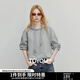 初語(yǔ)衛衣女2025秋季新款棉質(zhì)貓咪刺繡領(lǐng)帶連帽學(xué)院風(fēng)小個(gè)子上衣 花灰色預售10-21 M