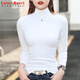 LOVER RUCCI大碼純棉半高領(lǐng)打底衫女秋冬加厚內搭顯瘦長(cháng)袖衫修身上衣胖mm秋衣 白色 4XL 165斤左右穿