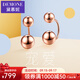 DEMONE 18K金螺絲耳釘彩金雙頭圓球閃亮耳飾金飾品耳環(huán)送老婆中秋節禮物 玫瑰金耳釘
