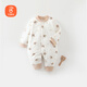 貝瑞加（Babyprints）寶寶連體衣秋冬新生兒爬服加厚哈衣溫暖防風(fēng)外出服 棕熊73