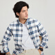 第五季（SmartFive）2025新品男生秋冬款純棉襯衫加厚法蘭絨磨毛格子長(cháng)袖修身保暖襯衣 藍色SFL5U991 42 [參考體重：150-160斤]