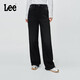 Lee25秋新428懶懶褲舒適直腳磨毛黑灰女保暖牛仔褲 黑灰色 28
