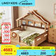 LINSY KIDS林氏家居兒童床兒童房床護欄床帶抽屜單人樹(shù)屋床室內儲物全實(shí)木床 床(贈護欄)+房頂+書(shū)架+抽屜+床墊 1200mm*1900mm