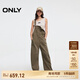 ONLY2025秋季新款復(fù)古寬松高腰直筒長褲牛仔背帶褲牛仔褲女|12517M001 E06蘆薈綠色 M M褲長減短