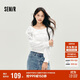 森馬（Semir）長(cháng)袖襯衫女短款白色繡花浪漫秋2025荷葉邊一字肩襯衣107625105003