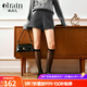 Olrain歐芮兒灰色高腰休閑褲秋季女裝通勤百搭毛呢短褲 灰色 S