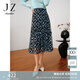 玖姿·安娜蔻法式田園銀杏印花木耳邊A裙雪紡長(cháng)款半裙女秋款 花黑 M
