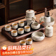 瓷牌茗茶具觀(guān)山自動(dòng)茶具整套汝窯泡茶器全套家用禮品功夫茶具排水教師節(jié)禮物 水墨觀(guān)山自動(dòng)茶具8杯大全套+茶盤(pán)