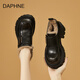 DAPHNE達芙妮黑色2026春季新款女鞋厚底加絨樂(lè )福鞋女百搭英倫小皮鞋棉鞋