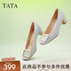 他她（TATA）氣質(zhì)方扣單鞋女鞋2025新粗跟高跟鞋法式鞋子女鞋7YO01AQ4 蘭灰 36