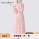 MeetMetro瑪依爾2025春季新款時(shí)尚粉色氣質(zhì)連衣裙泡泡袖捏褶仙女裙女 淺粉【現貨閃電發(fā)】 M