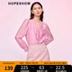 紅袖商場(chǎng)同款設(shè)計(jì)感襯衫春季2024新款女裝 玫瑰花瓣裝飾木耳邊領(lǐng)上衣 童話粉162 M