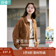 茵曼（INMAN）2025秋冬女裝新款休閑純色翻領(lǐng)口袋單排扣百搭短外套上衣 濃咖啡 L
