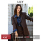 LILY菁英西裝2025秋新款復古老錢(qián)風(fēng)廓形寬肩通勤高級感西服外套女 732巧克力色 L