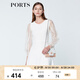 PORTS寶姿商場(chǎng)同款春夏新品女裝歐根紗拼接袖連衣裙 米白 M