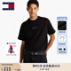 TOMMY JEANS【純色純棉】25夏季男裝平紋針織美式寬松短袖/修身圓領(lǐng)上衣T恤 【寬松刺繡】黑色BDS M