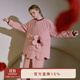朵朵·可可冬季簡(jiǎn)約可愛(ài)花朵套頭長(cháng)袖長(cháng)褲加厚夾棉家居睡衣女套裝 粉色  S (155)