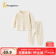 童泰（TONGTAI）寶寶內(nèi)衣套裝春秋季男童女童長(zhǎng)袖衣服家居服內(nèi)衣秋衣秋褲坑條 米白 【前開套裝-平腰款】 90 cm