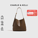 CHARLIE&KELLI CK品牌包包女包托特包大容量子母通勤包腋下單肩包520情人節禮物 沙茶色【京倉配送 贈品牌禮袋】