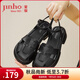 金猴羅馬涼鞋女夏季牛皮簡(jiǎn)約時(shí)尚氣質(zhì)包頭女鞋 黑色 39