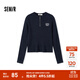 森馬（Semir）毛衣女冬季短款半開(kāi)襟刺繡修身套頭衫女生休閑簡(jiǎn)約風(fēng)顯瘦上衣 深藍80804 XL
