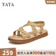 他她（TATA）復古通勤厚底涼鞋女休閑綁帶羅馬涼鞋秋新款DWFH1BL4 黃棕 39