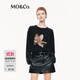 MO&Co.長袖T恤2025秋新品貓和老鼠聯(lián)名系列棉質(zhì)斑駁印花MBE3TEET03 炭黑色 M /165
