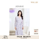 JESSIE【紫調(diào)幻裳】2025年春夏新款氣質(zhì)連衣裙女印花長(zhǎng)袖中長(zhǎng)款 紫色 L