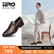 零度Zero皮鞋正裝鞋男士秋季新款一腳蹬商務(wù)皮鞋舒適羊皮內里套腳男鞋 棕色B13167 40 =運動(dòng)鞋41碼