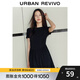 UR夏季新款女裝都市氣質(zhì)垂感修身短袖連衣裙UWU740046 正黑 S