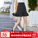 betu百圖女裝高腰顯瘦碎花雪紡半身裙小魚(yú)尾a字短裙裙子女2202T48 黑色 L